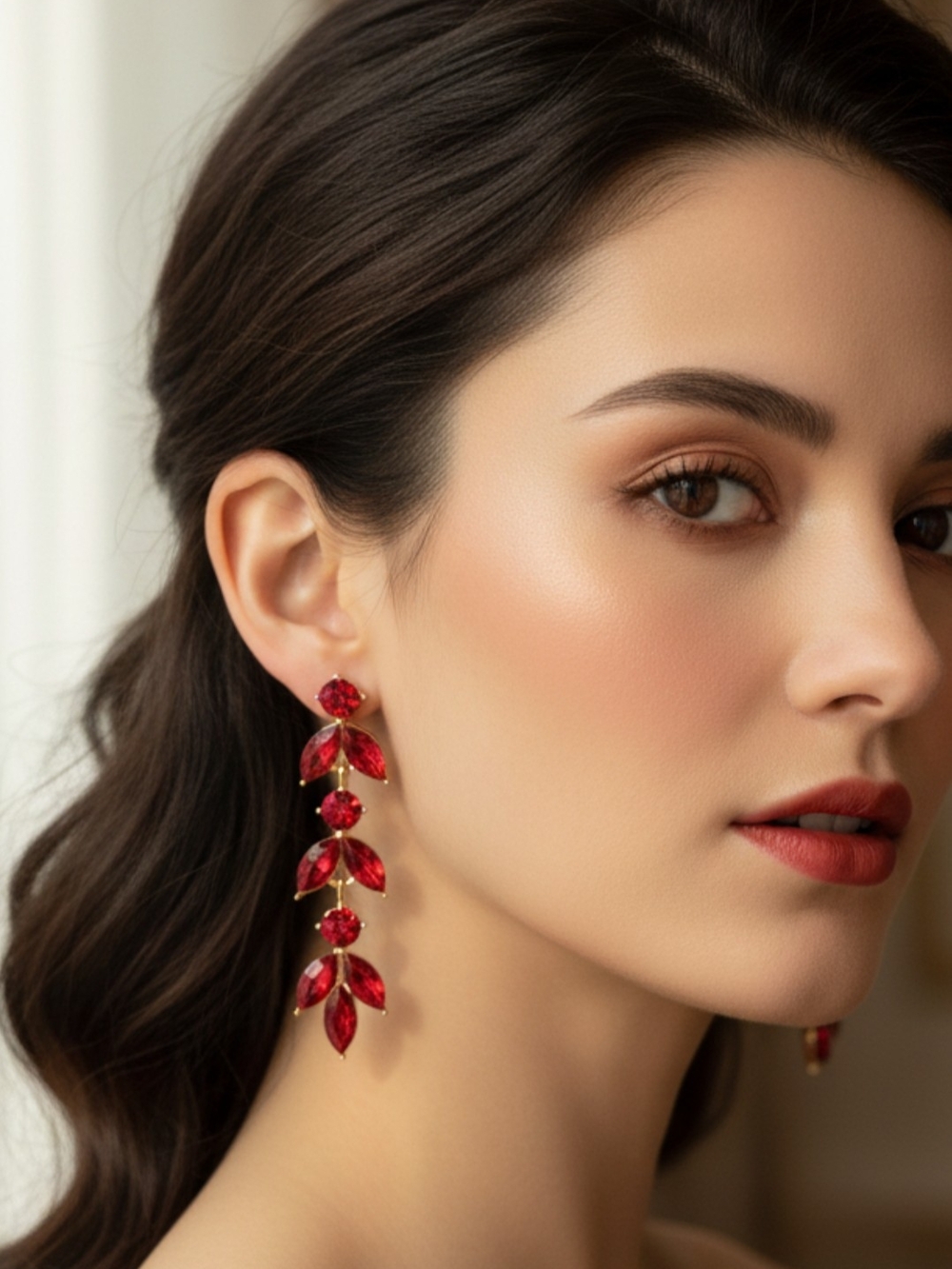 Fashion Jewelry Red Leaf Dangle Earrings - Women Jewelry